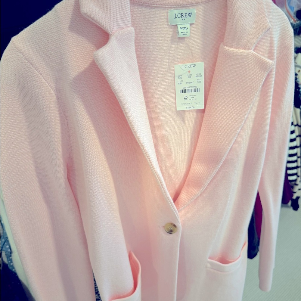 NWT, Soft pink, 100% cotton, J Crew sweater blazer